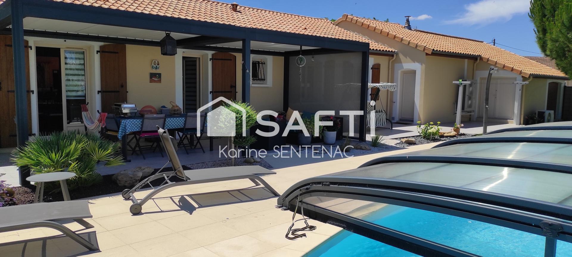 PISCINE CHAUFEE ET ABRI - PERGOLA RIDEAUX ELECTRIQUES