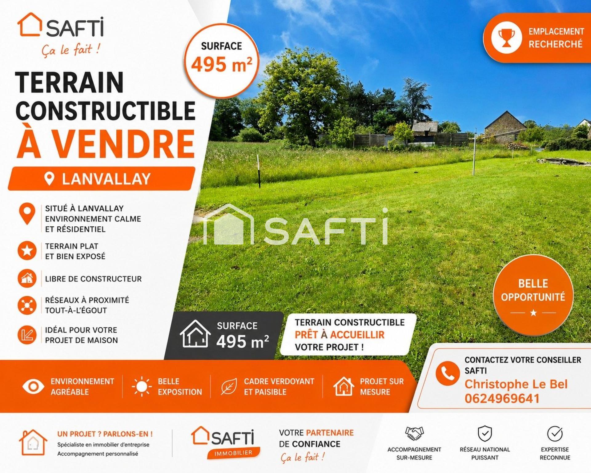 Terrain constructible de 495 m² à Lanvallay