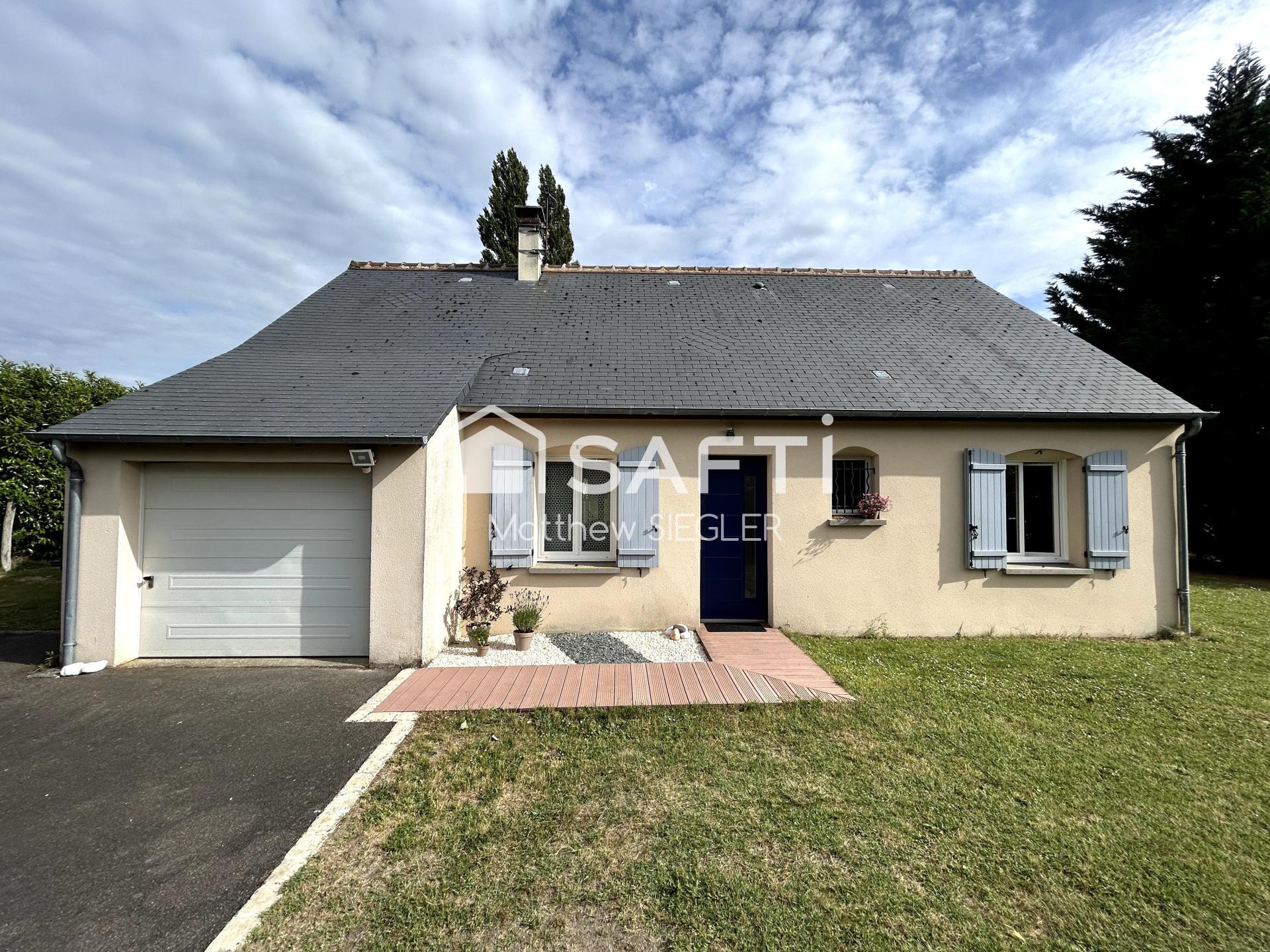 Maison familiale de 104 m² avec 4 chambres, située en bout d'impasse dans un environnement calme et verdoyant, sur un terrain clos de 835 m².