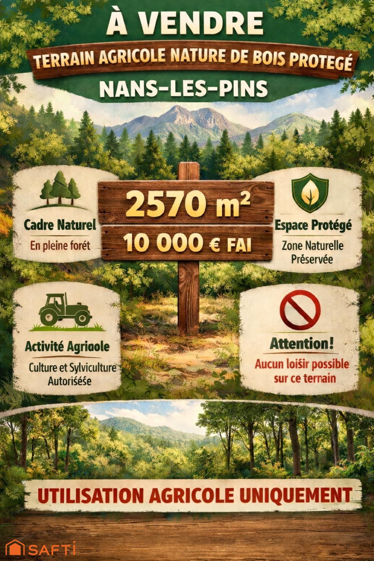 BEAU TERRAIN AGRICOLE 2570M2 NON CONSTRUCTIBLE