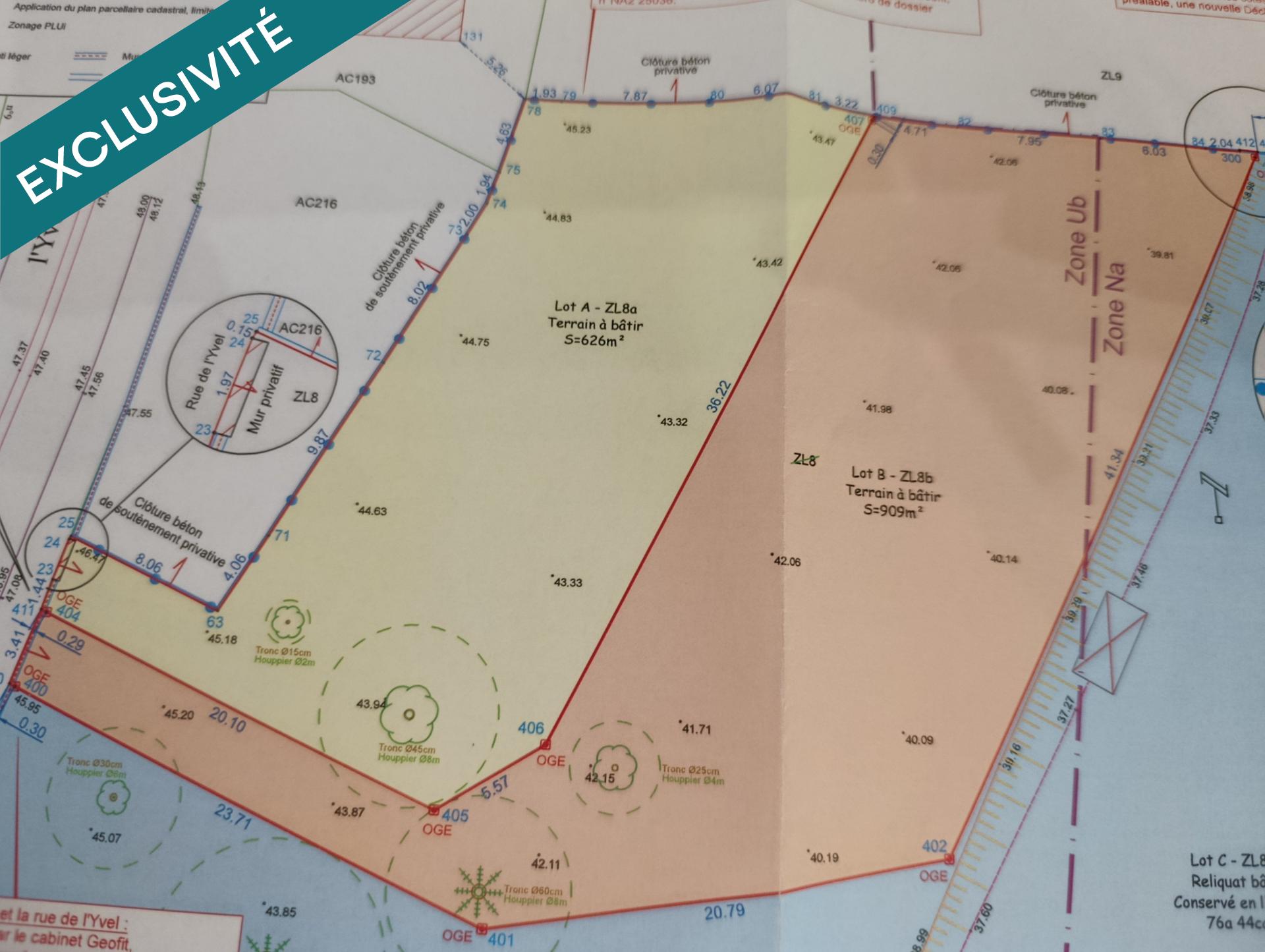 Terrain 1535 m2 centre Loyat