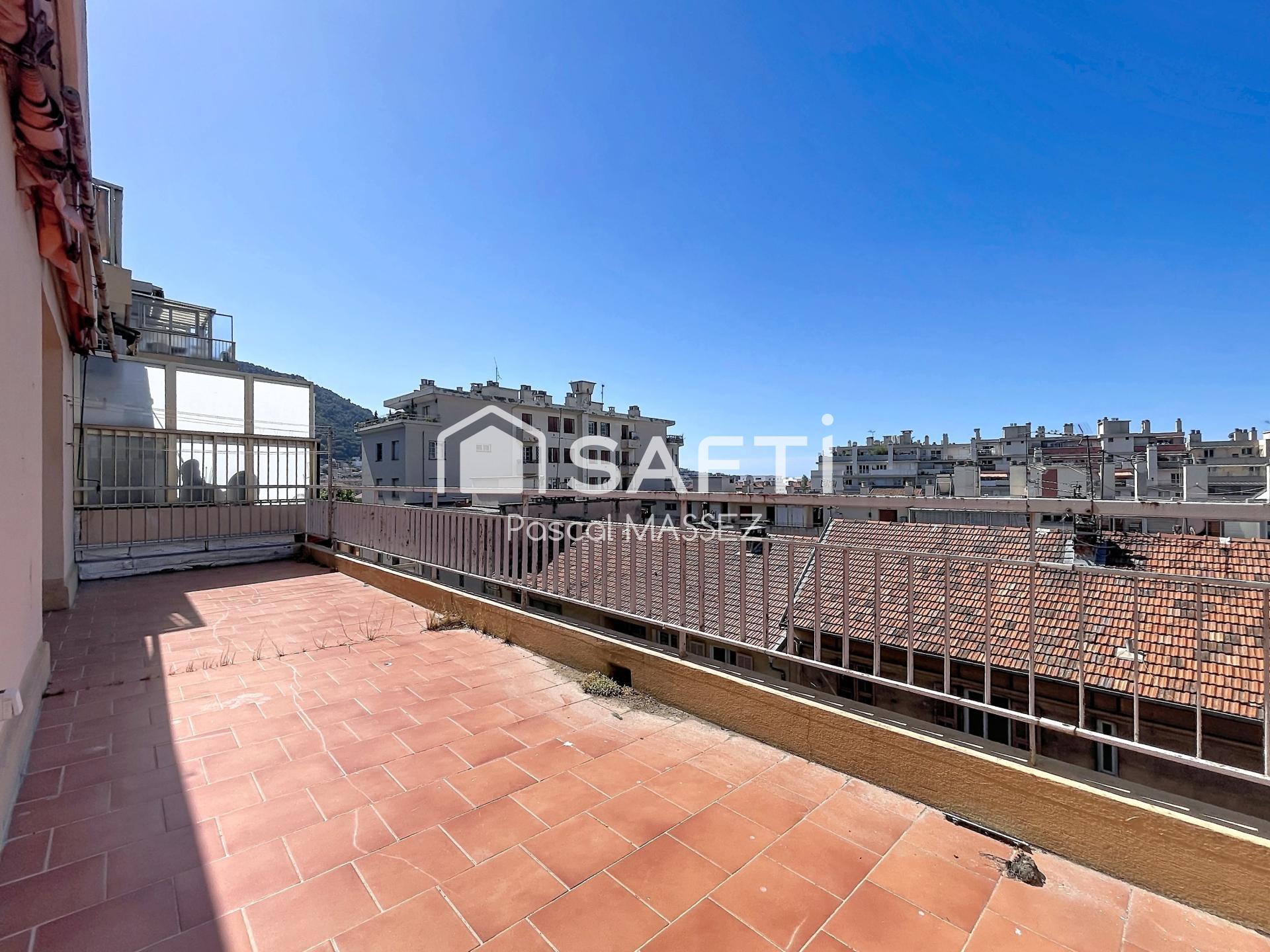 Nice Pasteur – Dernier étage – Terrasse de 20 m² – Traversant
