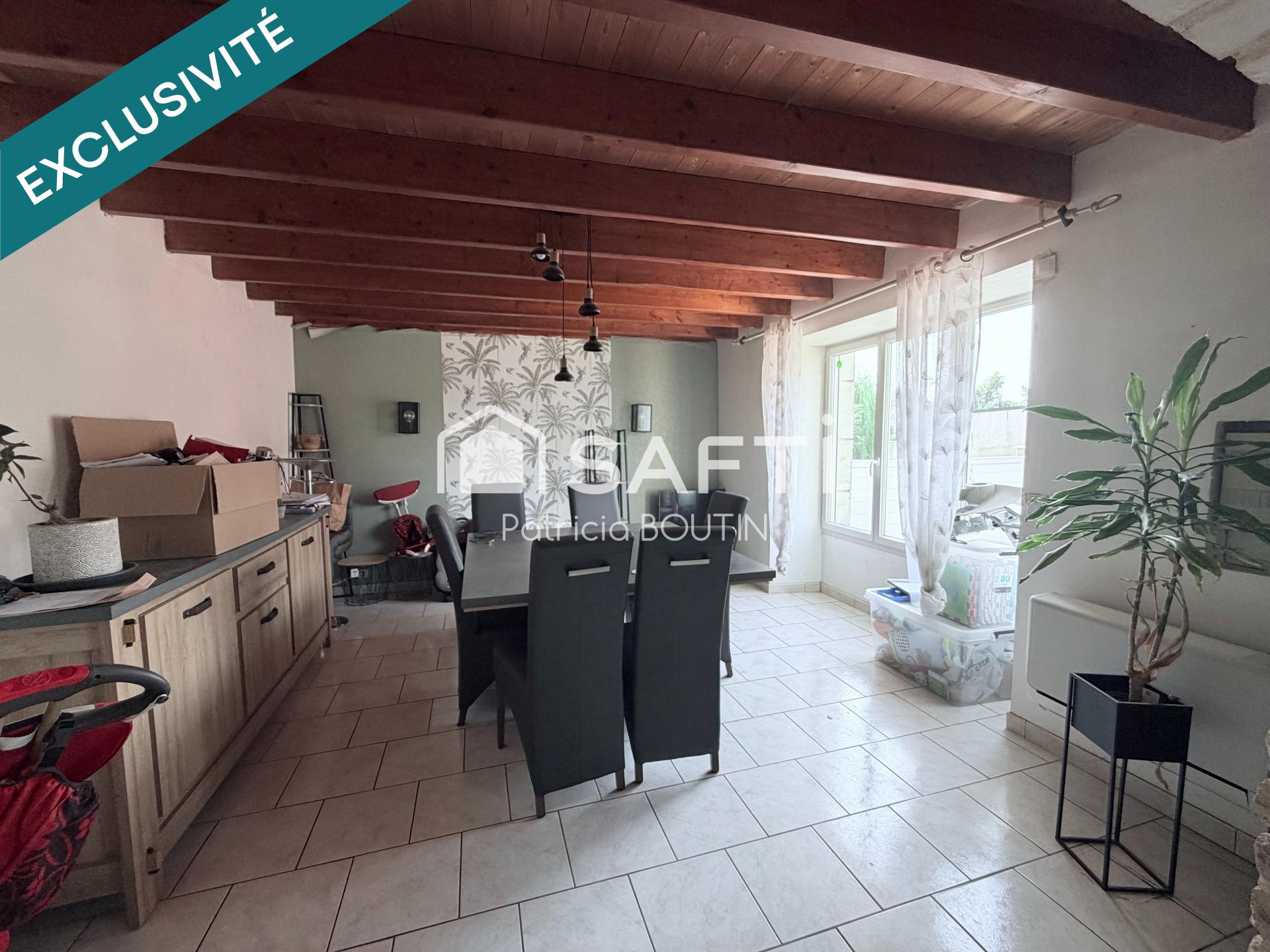 MAISON EN PIERRE A FINIR DE RÉNOVER + JARDIN ET GARAGES A SAINT POMPAIN