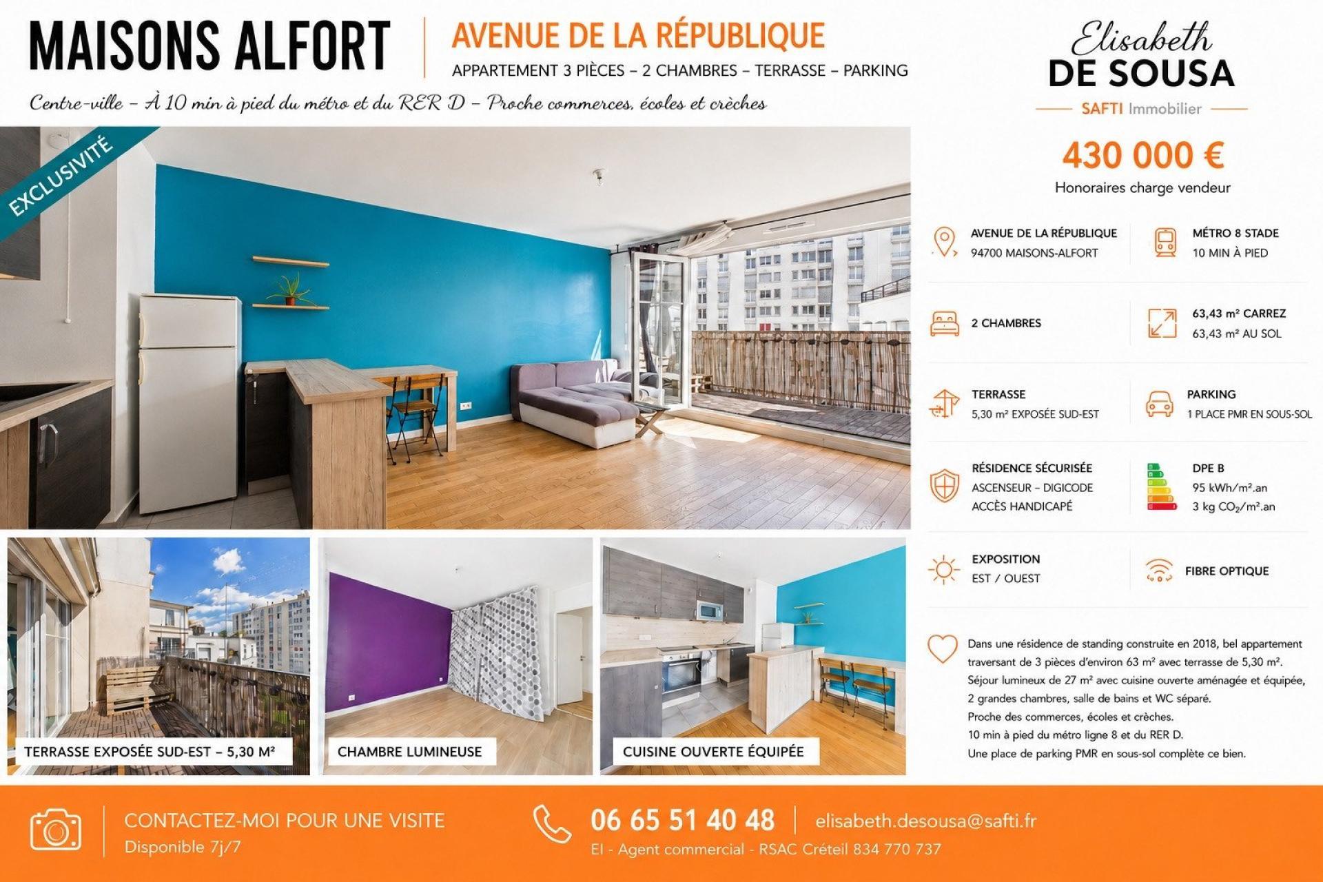 Appartement 3 pièces 63 m² · à Maisons-Alfort · 63 m² · 430 000 €