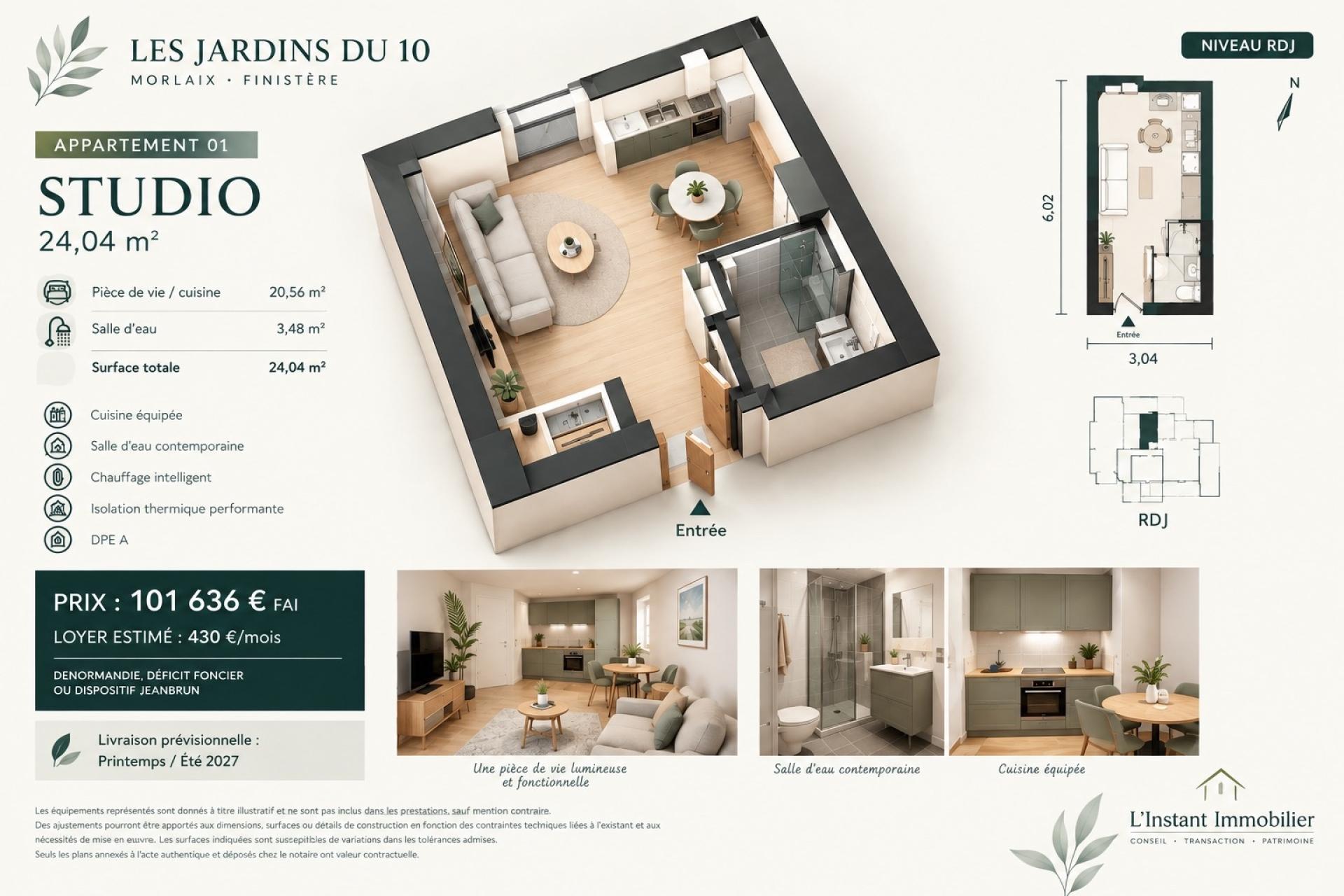 Appartement 1 pièce 24 m² · à Morlaix · 24 m² · 101 636 €