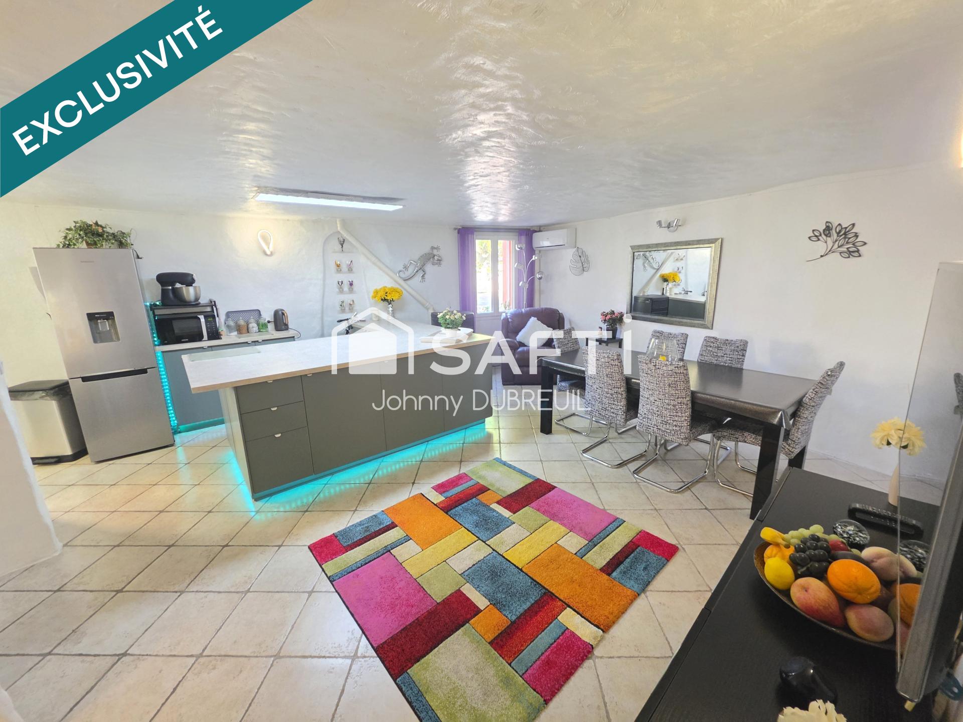 PIGNANS – MAISON DE VILLAGE T4, GRAND GARAGE DE 50M2, LUMINEUSE, CLIMATISATION