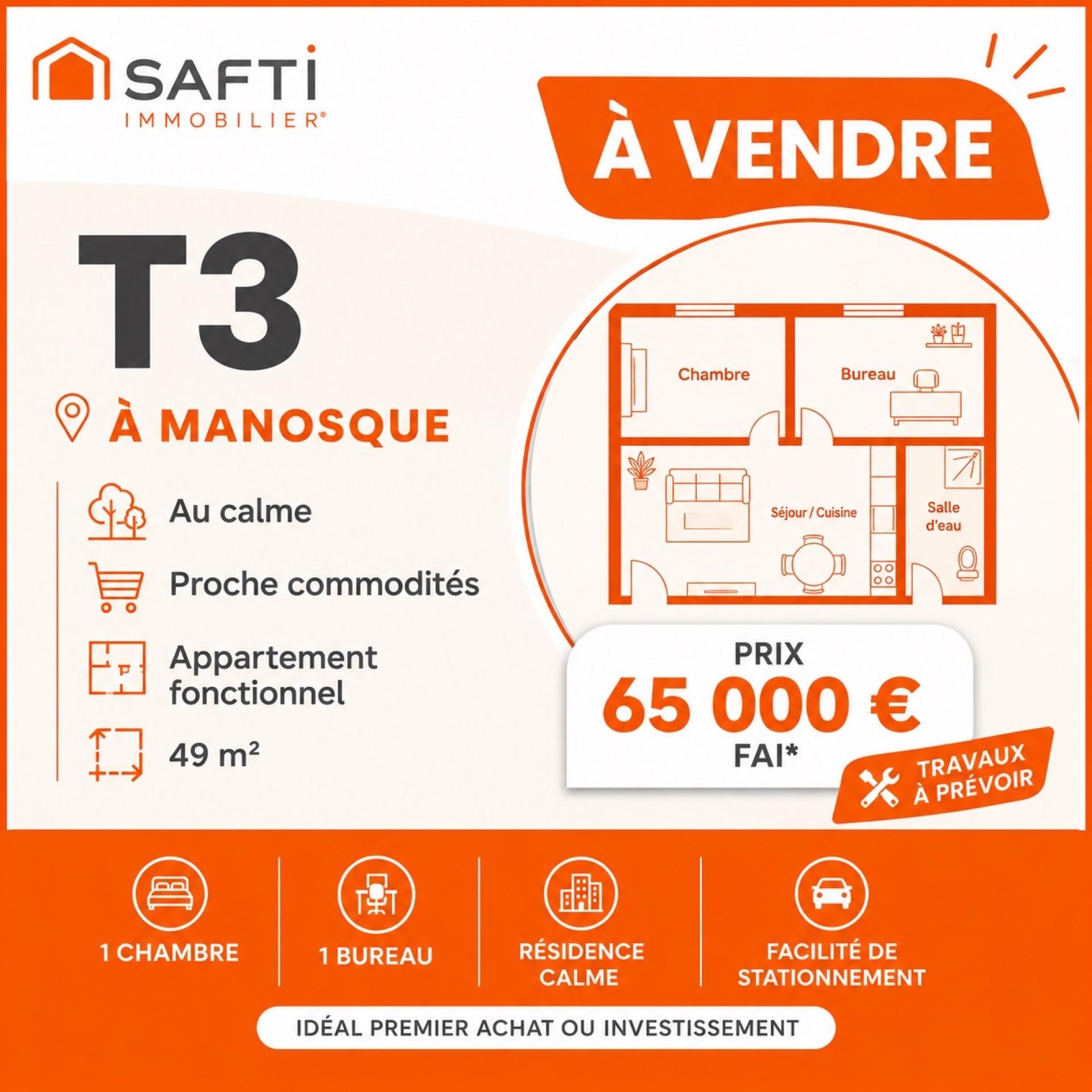 Appartement 3 pièces 49 m² · à Manosque · 49 m² · 65 000 €